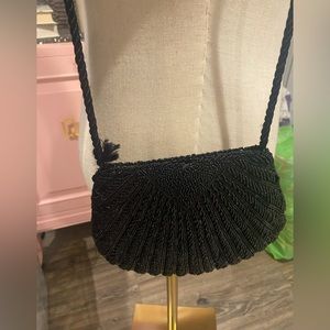Mika, Beaded Black Evening Bag, Crossbody Purse